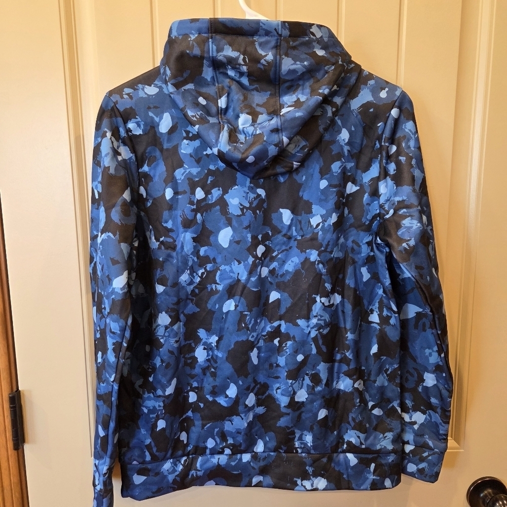 Under Armour Boys' Armour Fleece Camo Hoodie Youth Large Black Blue Activewear - Picture 7 of 8
